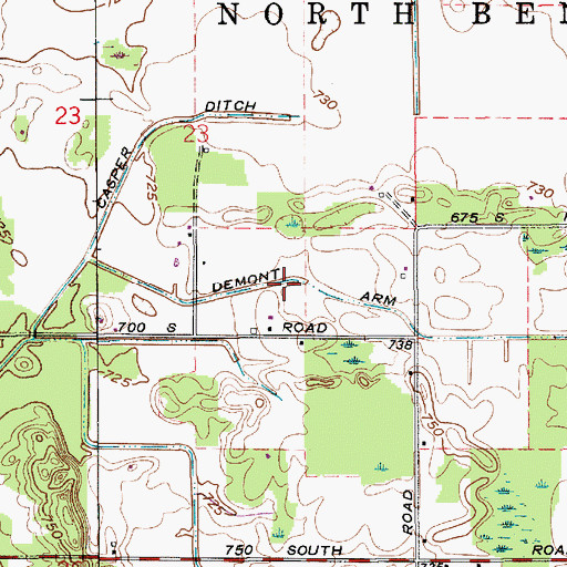 Topographic Map of Demont Arm, IN