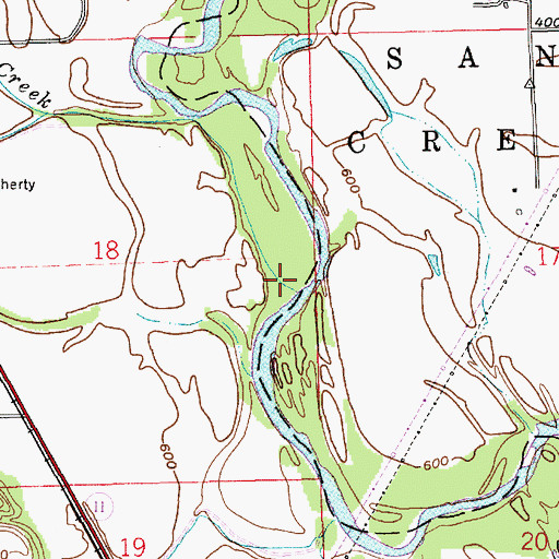 Topographic Map of Denios Creek, IN