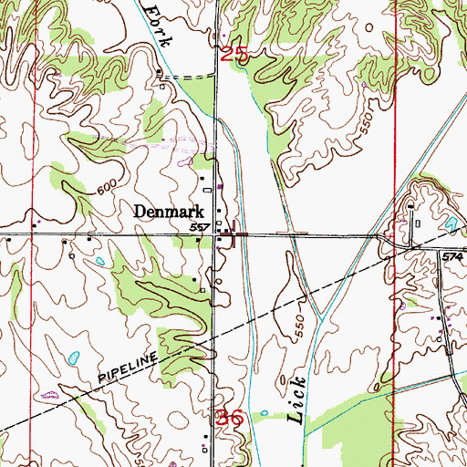 Topographic Map of Denmark, IN