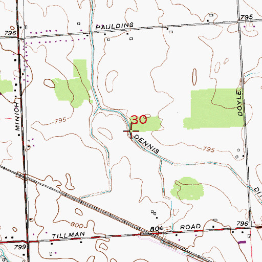 Topographic Map of Dennis Ditch, IN