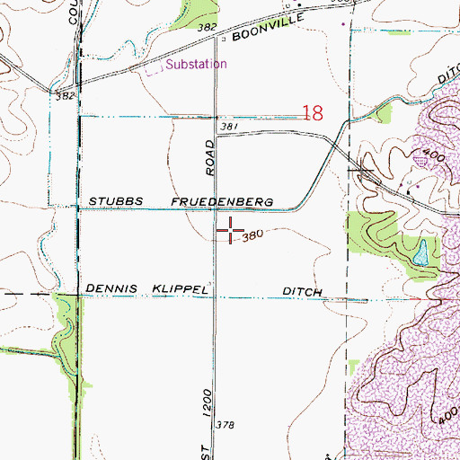 Topographic Map of Dennis Klippel Ditch, IN