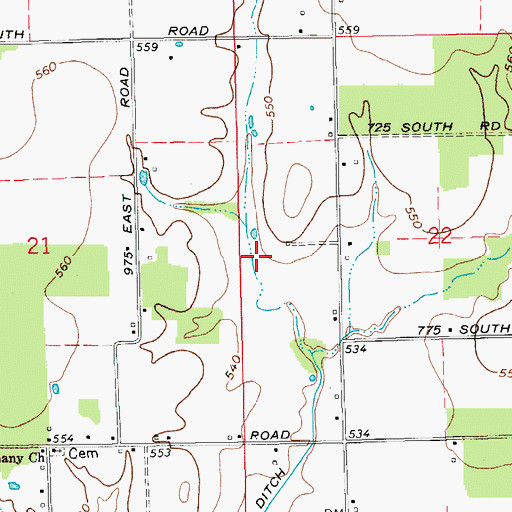 Topographic Map of Dens Ford Ditch, IN