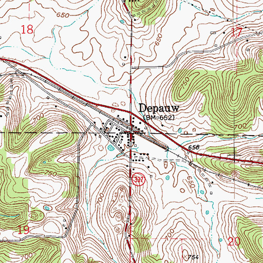 Topographic Map of Depauw, IN