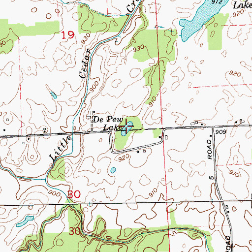 Topographic Map of Depew Lake, IN