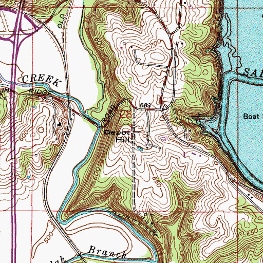 Topographic Map of Depot Hill, IN
