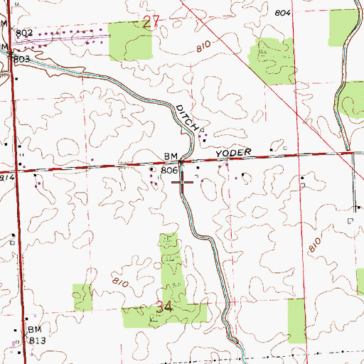 Topographic Map of Deptmer Ditch, IN