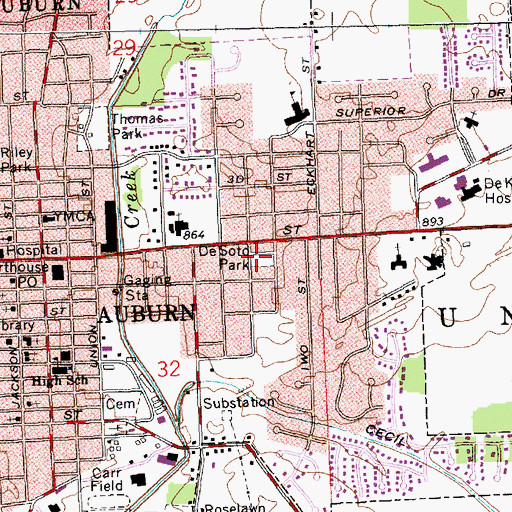 Topographic Map of Desoto Park, IN