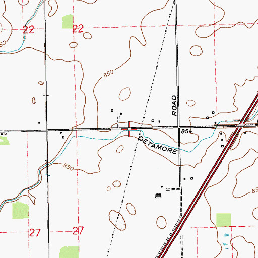 Topographic Map of Detamore Ditch, IN