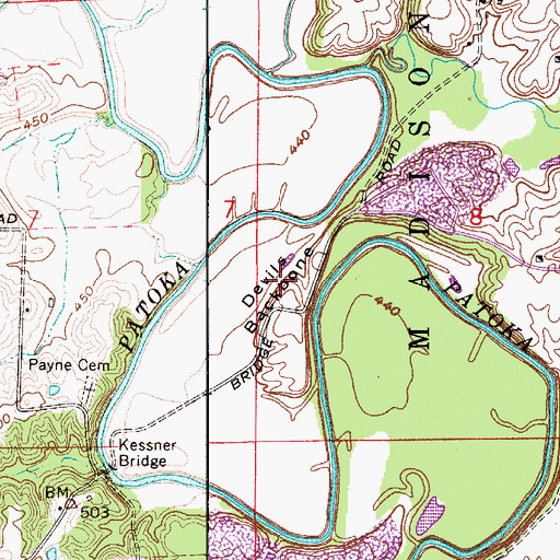 Topographic Map of Devils Backbone, IN