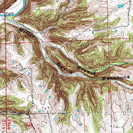 Topographic Map of Devils Backbone, IN