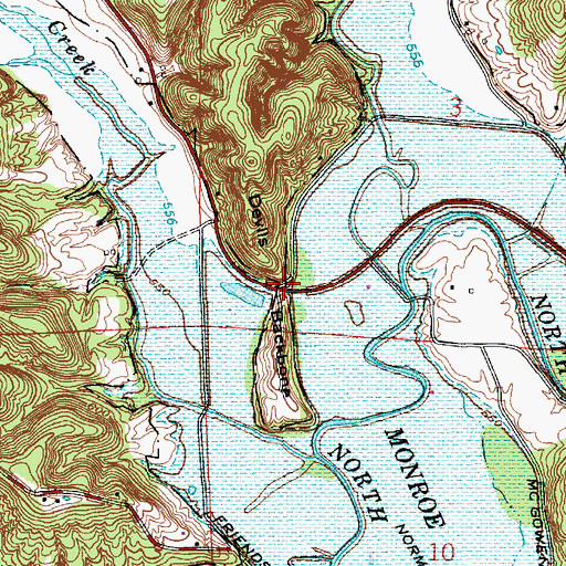 Topographic Map of Devils Backbone, IN