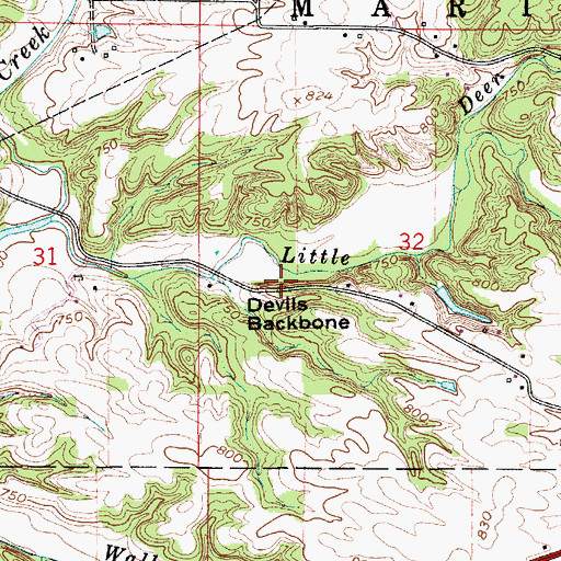 Topographic Map of Devils Backbone, IN