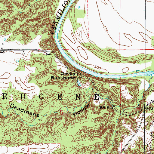 Topographic Map of Devils Backbone, IN