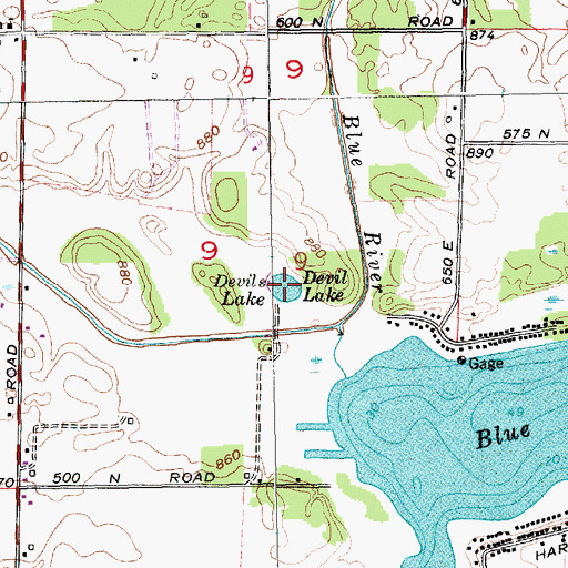 Topographic Map of Devils Lake, IN