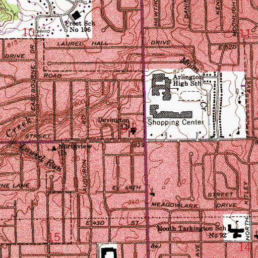 Topographic Map of Devington Church, IN