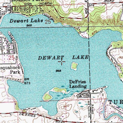 Topographic Map of Dewart Lake, IN