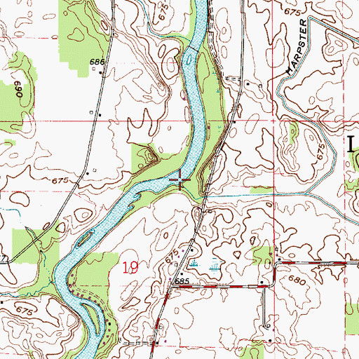Topographic Map of Dickey Creek, IN
