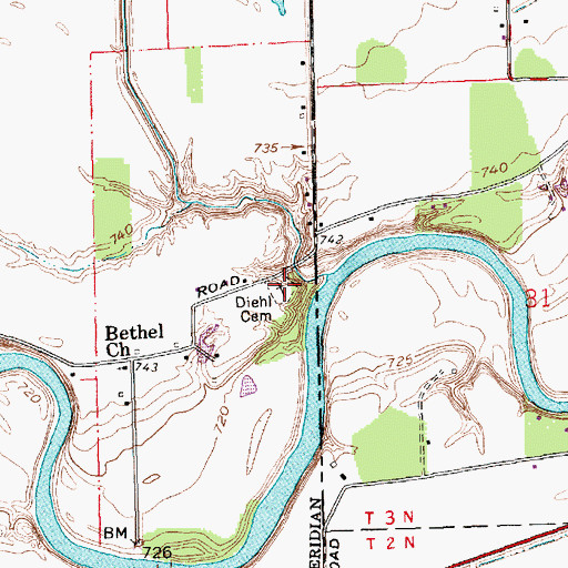 Topographic Map of Diehl Cemetery, IN
