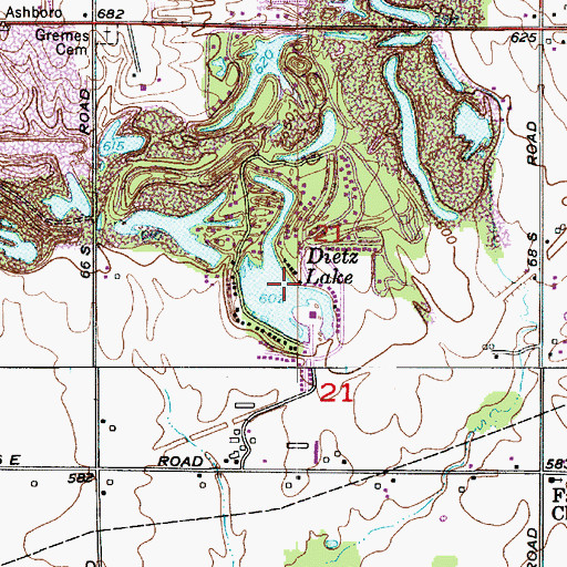Topographic Map of Dietz Lake, IN