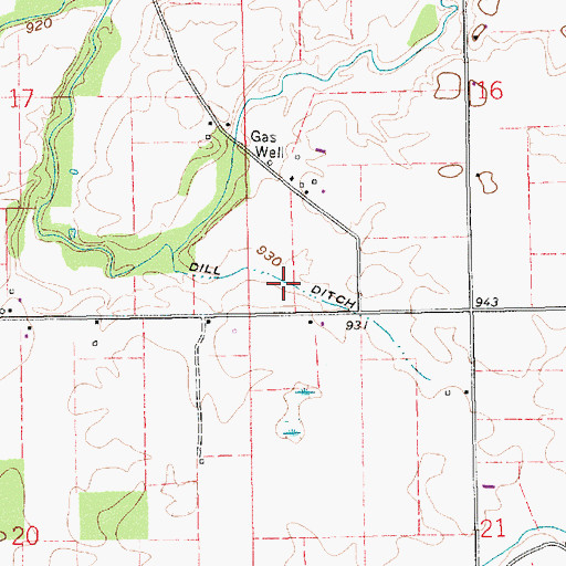 Topographic Map of Dill Ditch, IN