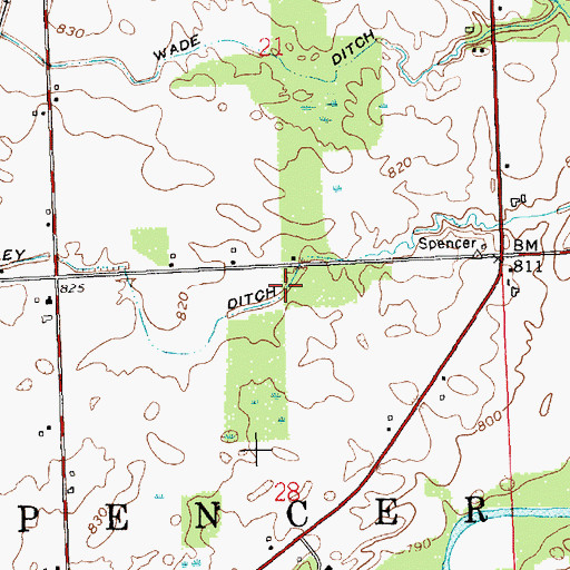 Topographic Map of Dilley Ditch, IN