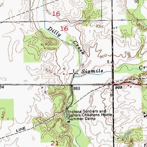 Topographic Map of Dilly Creek, IN