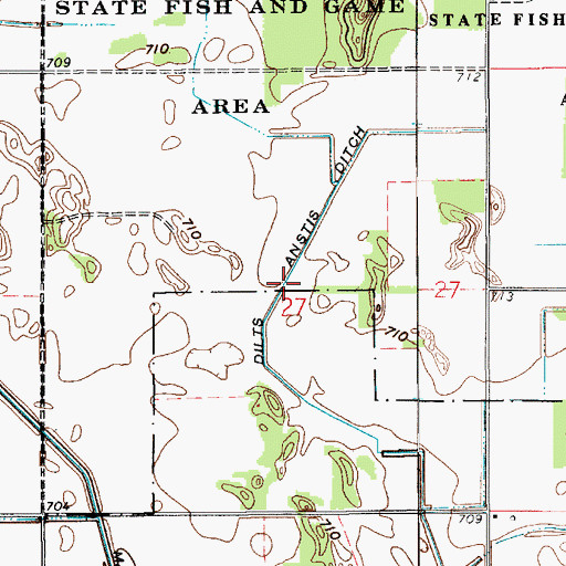 Topographic Map of Dilts Anstis Ditch, IN