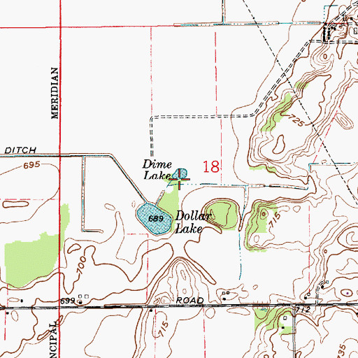 Topographic Map of Dine Lake, IN