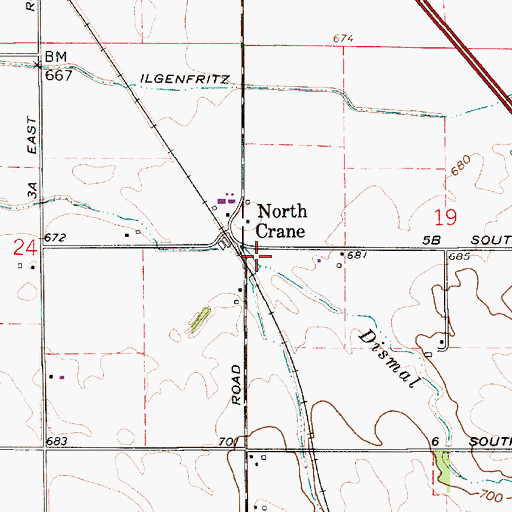 Topographic Map of Dismal Creek, IN