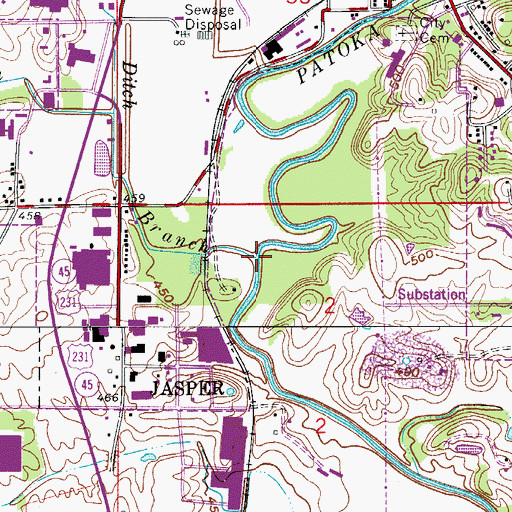 Topographic Map of Ditch Branch, IN