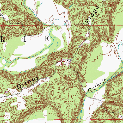 Topographic Map of Ditney Ridge, IN