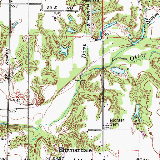Topographic Map of Dive Branch, IN
