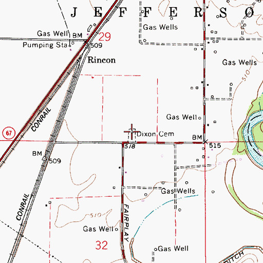 Topographic Map of Dixon Cemetery, IN