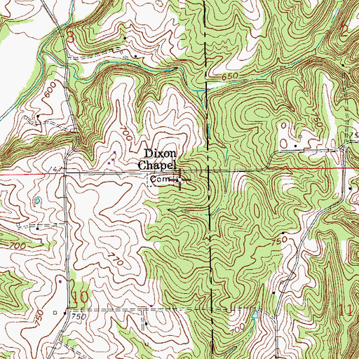 Topographic Map of Dixon Chapel, IN