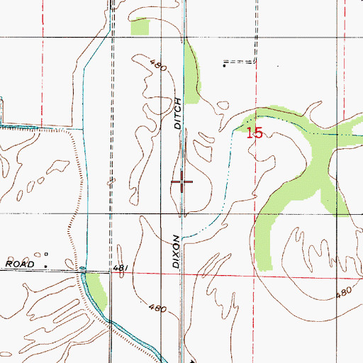 Topographic Map of Dixon Ditch, IN