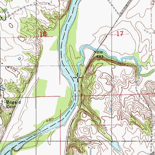 Topographic Map of Doans Creek, IN