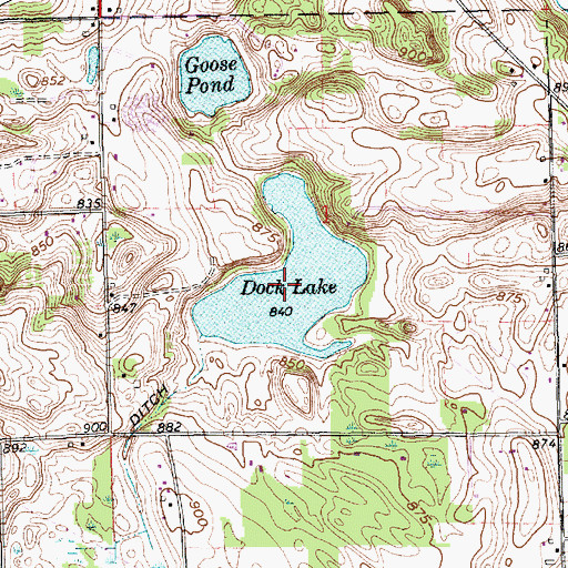 Topographic Map of Dock Lake, IN