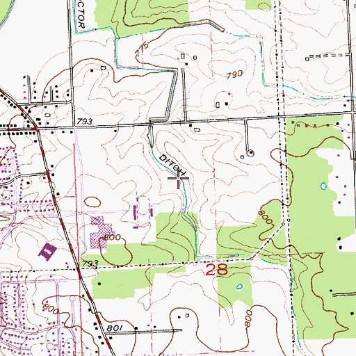 Topographic Map of Doctor Ditch, IN