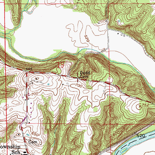Topographic Map of Dodd Cemetery, IN