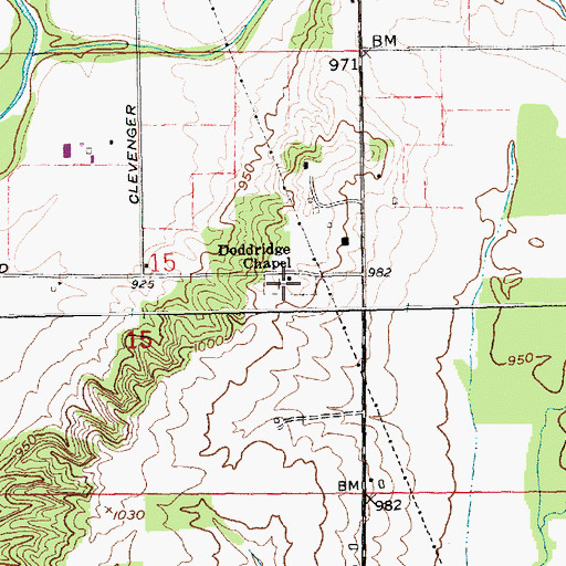 Topographic Map of Doddridge Chapel, IN