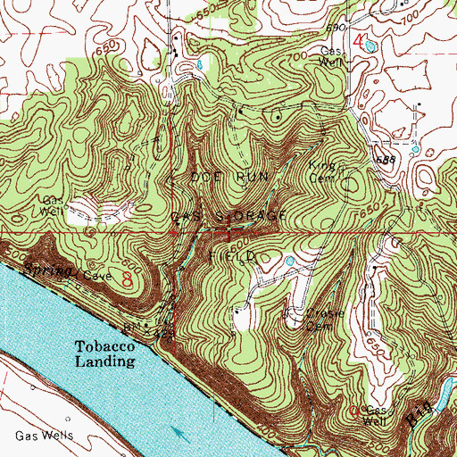 Topographic Map of Doe Run Gas Storage Field, IN
