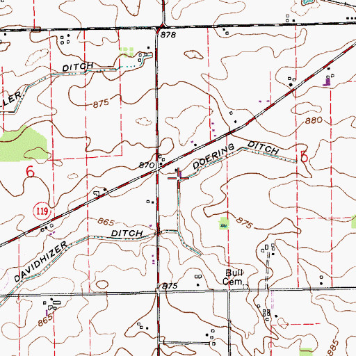 Topographic Map of Doering Ditch, IN