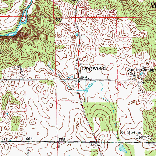 Topographic Map of Dogwood, IN
