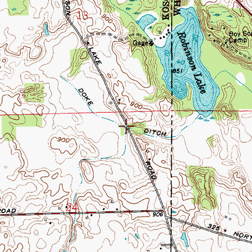 Topographic Map of Doke Ditch, IN