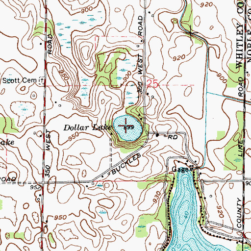 Topographic Map of Dollar Lake, IN