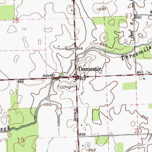 Topographic Map of Domestic, IN