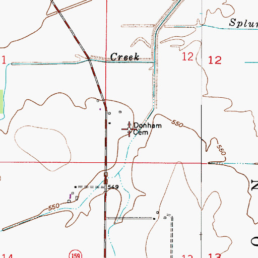 Topographic Map of Donham Cemetery, IN