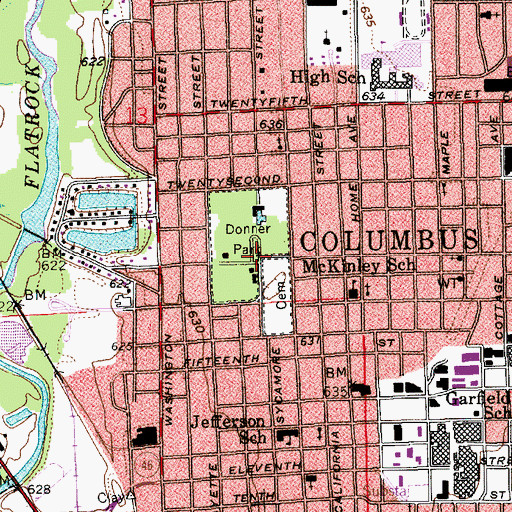 Topographic Map of Donner Park, IN
