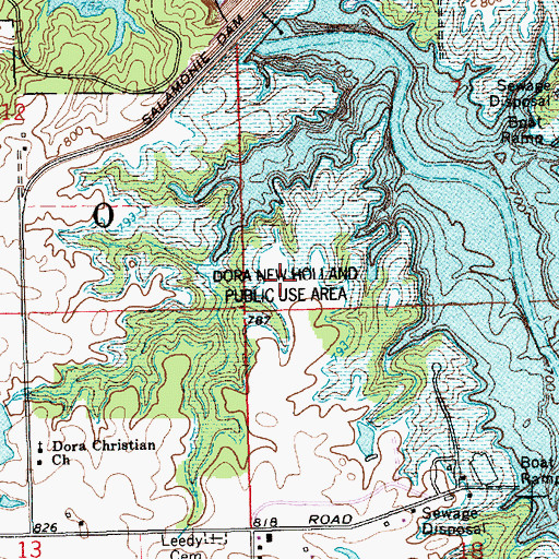 Topographic Map of Dora New Holland State Recreation Area, IN