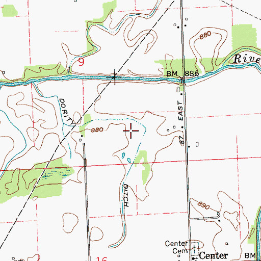 Topographic Map of Dority Ditch, IN